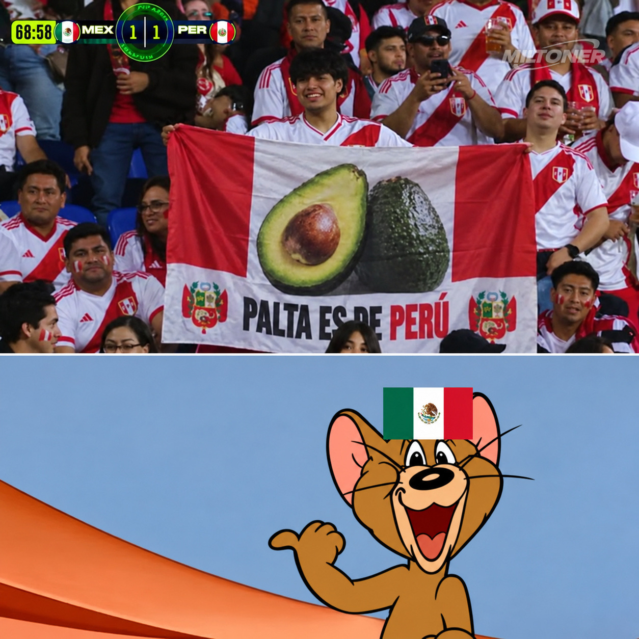 El cartel de 'la palta es de Perú' en el México vs Perú: ¿broma, pique o meme viral?