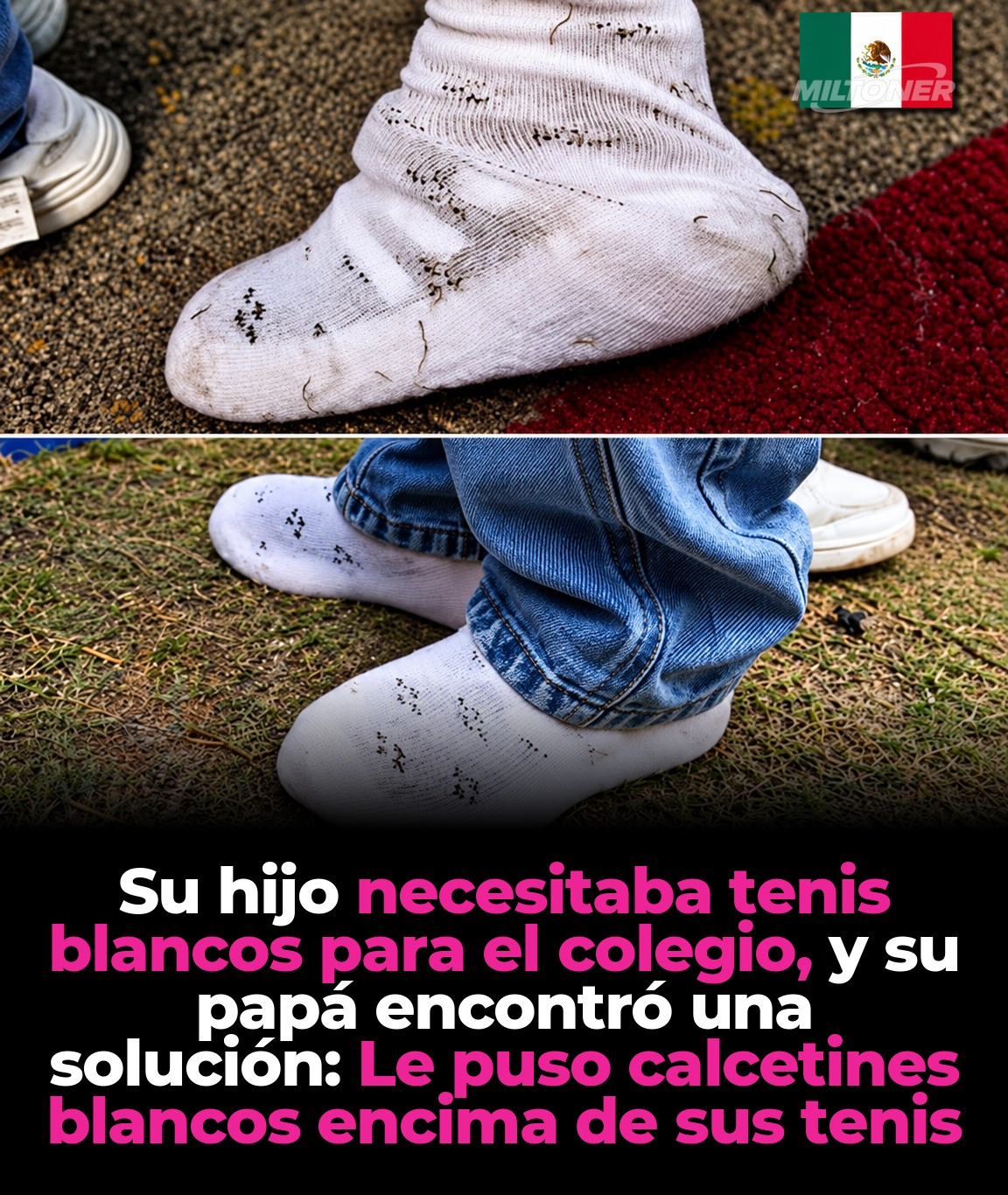 El ingenio de un papá para “cumplir” el uniforme con unos calcetines blancos