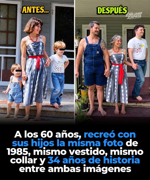 Para su cumpleaños 60 solo pidió una cosa: repetir con sus hijos una foto de 1985